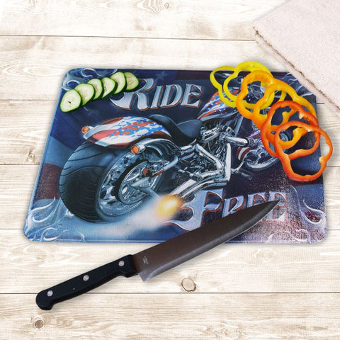 Ride Free Motorcycle Glass Cutting Board