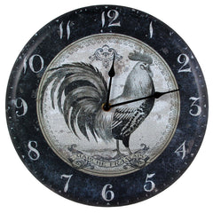 vintage black & white rooster clock