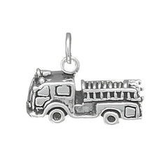 sterling silver fire truck pendant