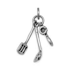 oxidized kitchen cooking utensils charm pendant