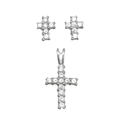 cz cross earrings & pendant set