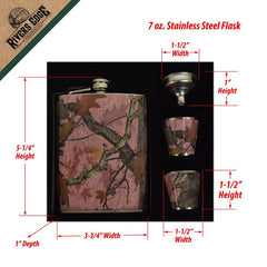 pink camouflage hip flask and shot glasses