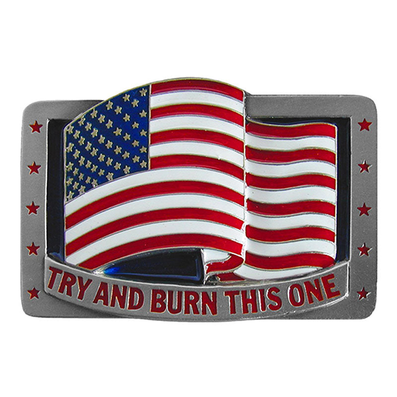 Try and Burn This One Flag Belt Buckle