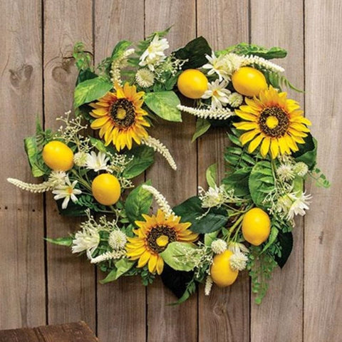 Lemon Sunflower & Daisies Wreath