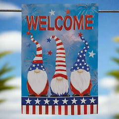 patriotic gnomes welcome garden flag