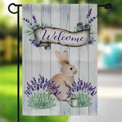 baby rabbit welcome garden flag 18 x 12