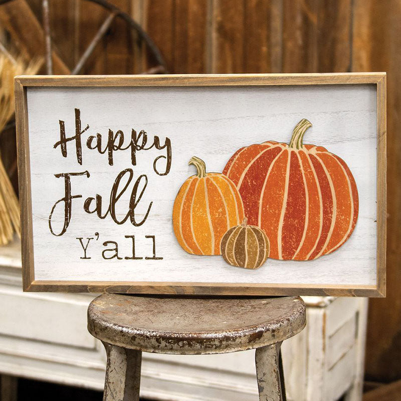 happy fall yall framed pumpkins sign