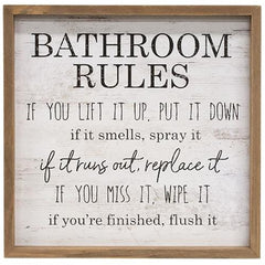 bathroom rules framed sign