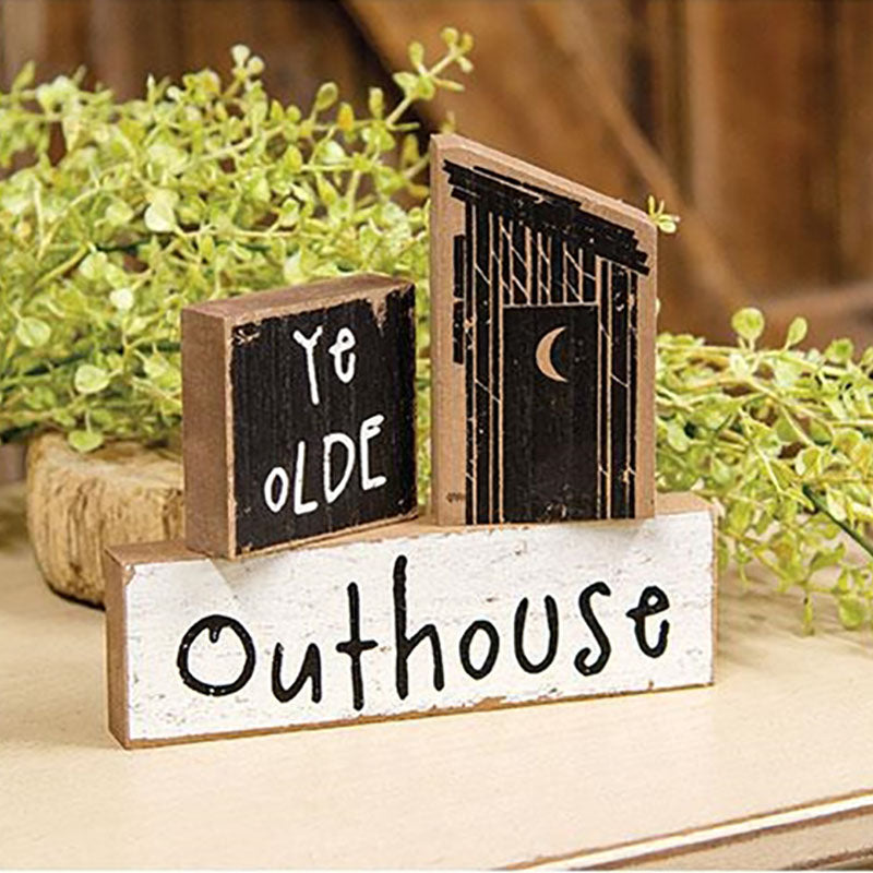 ye olde outhouse wood block sign