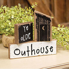 ye olde outhouse wood block sign