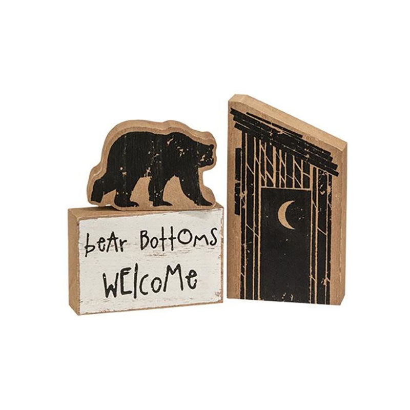 bear bottoms welcome wood block sign