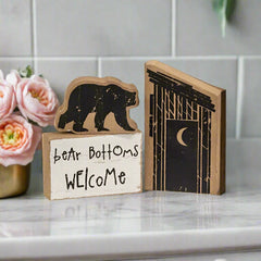 bear bottoms welcome wood block sign