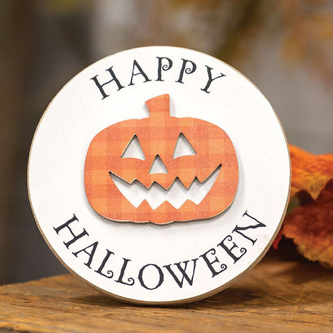 Happy Halloween Jack-O-Lantern Round Easel Sign