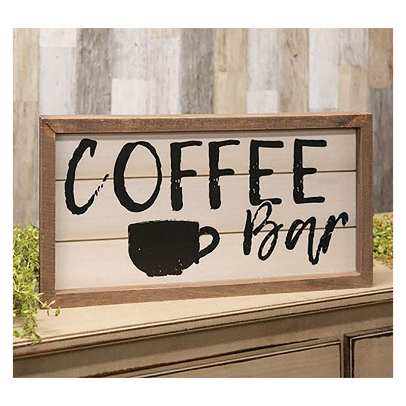 coffee bar shiplap look framed sign