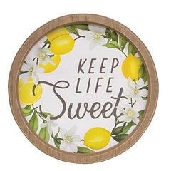 keep life sweet round framed lemon sign