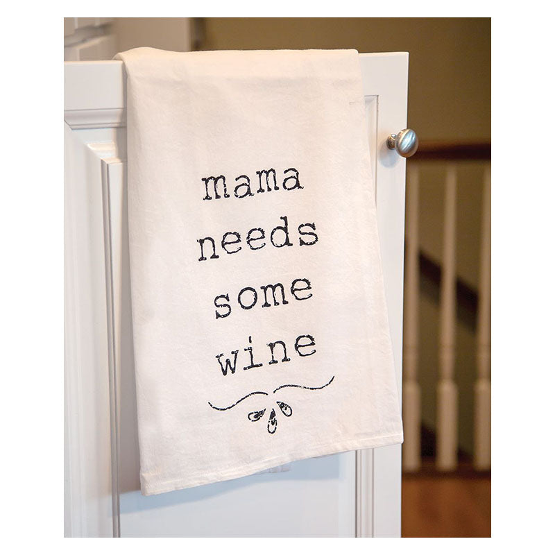 mama needs some wine kitchen tea towel