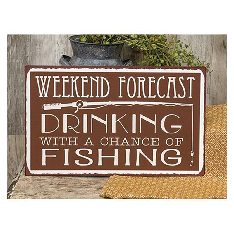 weekend forecast drinking fisherman sign
