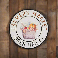 farmers market open daily round sign