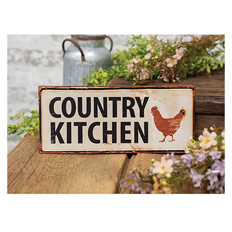rooster country kitchen metal sign