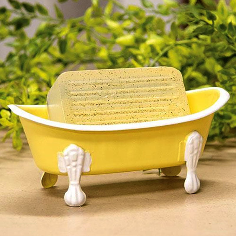 yellow cast iron bathtub soap dish