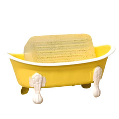 yellow cast iron bathtub soap dish