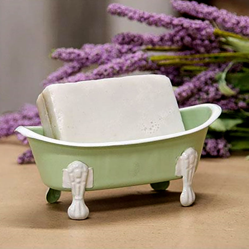 mint green cast iron bathtub soap dish