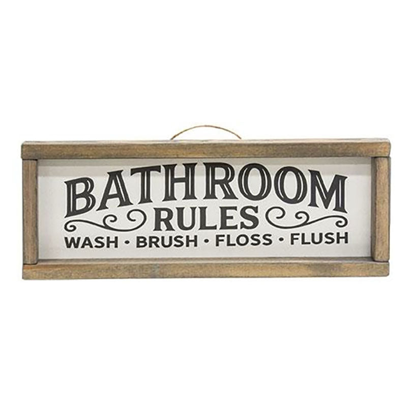 bathroom rules framed sign