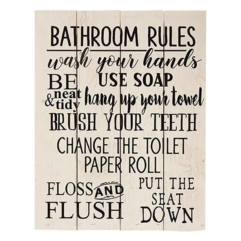 bathroom rules pallet sign