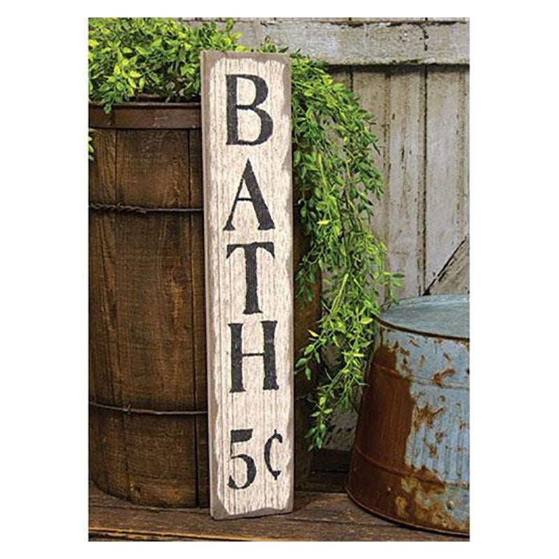 bath 5 cents distressed barnwood sign