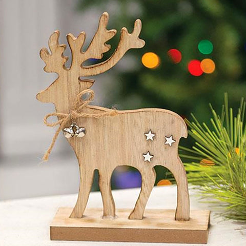 Wooden Nordic Star Reindeer Figurine