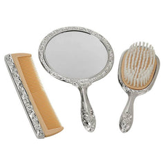 ornate comb brush and mirror gift set