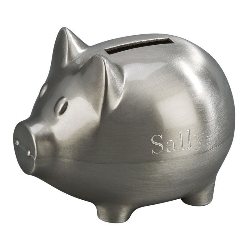 small brushed pewter piggy bank