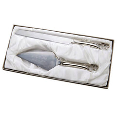 double hearts cake knife and server set