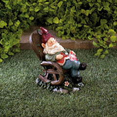 rocking chair solar powered garden gnome