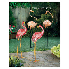 looking back flamingo garden stake