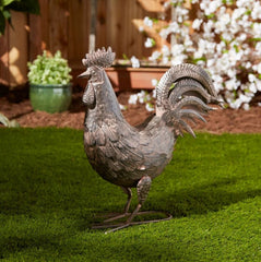 bronze metal rooster figurine
