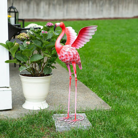 Medium Flying Flamingo Metal Garden Sculpture