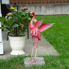 large flying flamingo metal garden sculpture