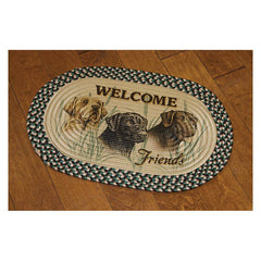 welcome friends labrador dogs braided oval rug