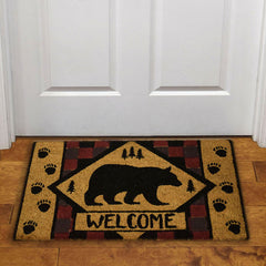 bear welcome coir door mat