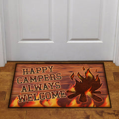 happy campers always welcome door mat