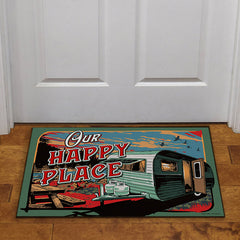 our happy place camping door mat