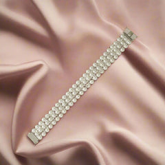 3 row pearl and cz bracelet