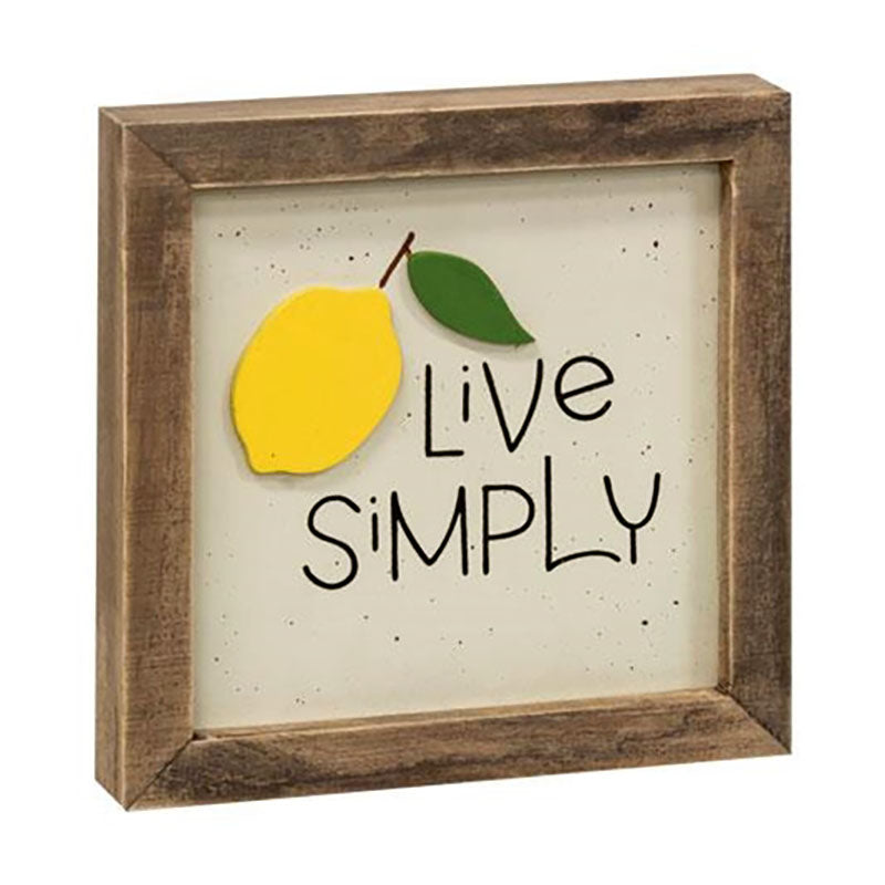live simply lemon framed box sign