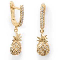pineapple cz hinged earrings