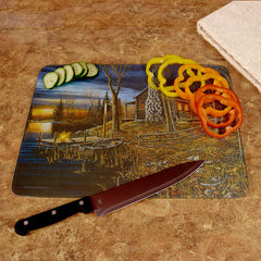 cabin scene glass cutting board