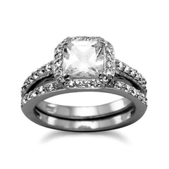 two piece cubic zirconia solitaire bridal rings