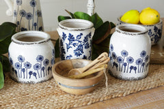 blue dandelion small pottery planter