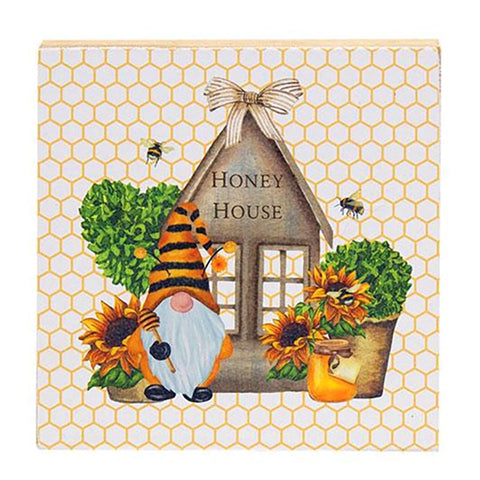 Honey House Beekeeper Gnome Block Sign