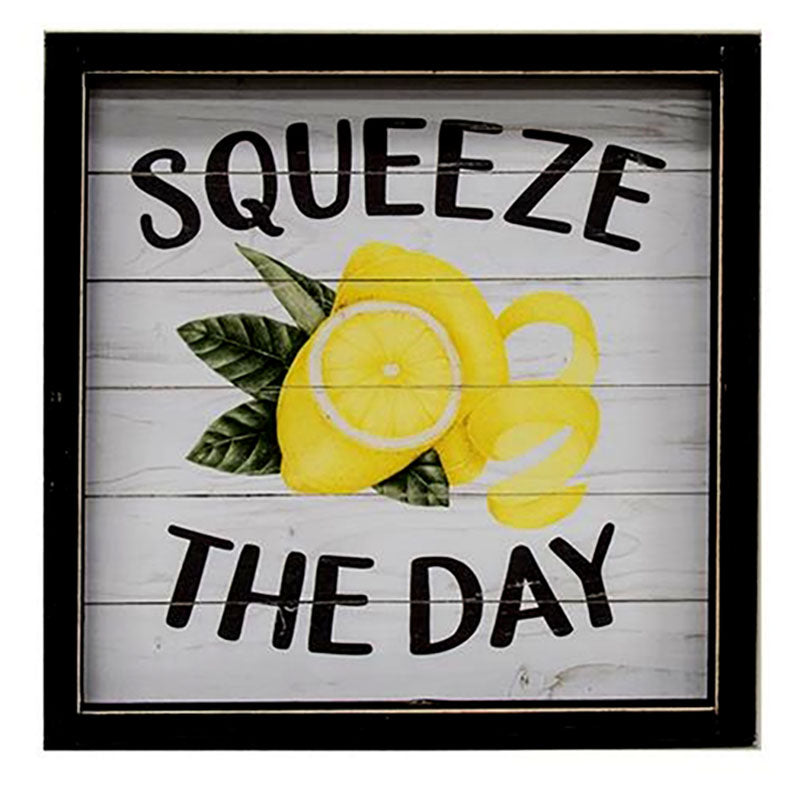 squeeze the day framed lemon sign